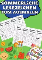 Vorschau - Mal- und Bastelvorlagen - Sommerliche Lesezeichen zum Ausmalen | Sommer Grundschule - Deckblatt