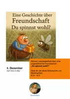 Vorschau - Stundenentwürfe - Eine Adventageschichte über eine ungewöhnliche Freundschaft. Lesebegleitheft : Du spinnst wohl - Deckblatt