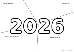 Vorschau - Mal- und Bastelvorlagen - Neujahr 2026 – Visionboard für GrundschülerInnen - Seite 1