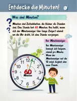 Vorschau - Arbeitsblätter - Die Uhrzeit lernen für Kinder Entdecke die Minuten - Seite 1