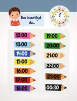 Vorschau - Arbeitsblätter - Die Uhrzeit lernen für Kinder mit Malen nach zahlen - Seite 1