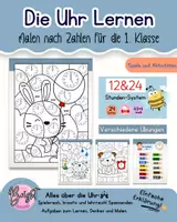 Vorschau - Arbeitsblätter - Die Uhrzeit lernen für Kinder mit Malen nach zahlen - Deckblatt