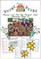 Vorschau - Arbeitsblätter - Wimmelbild Karneval: Lese-Mal-Blatt (3-fach diff.) - Deutsch - Kl. 2 (Fasching) - Deckblatt