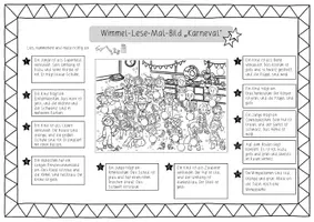 Vorschau - Arbeitsblätter - Wimmelbild Karneval: Lese-Mal-Blatt (3-fach diff.) - Deutsch - Kl. 2 (Fasching) - Seite 2