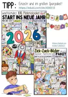Vorschau - Mal- und Bastelvorlagen - Silvester / Neujahr / 2026 - Zickzack Kippbilder / Agamorph - Seite 1