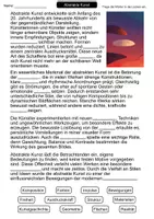 Vorschau - Arbeitsblätter - Abstrakte Kunst – Lückentext | Kunst | Merkmale, Künstler & Ausdruck - Seite 1