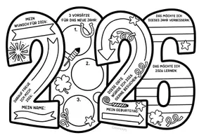Vorschau - Mal- und Bastelvorlagen - 2026 Doodle Steckbrief zum Ausfüllen im Neujahr - Ausblick auf das neue Jahr - Seite 2