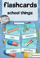 Vorschau - Bildkarten - Flashcards - "school things" - Deckblatt