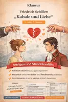 Vorschau - Arbeitsblätter - Klausur Kabale und Liebe (Schiller): Akt I,7 (Vater-Sohn-Konflikt) – Analyse mit detailliertem EWH - Deckblatt