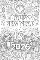 Vorschau - Mal- und Bastelvorlagen - Gemeinschaftsbild - Happy New Year - Seite 1
