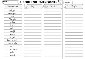 Vorschau - Arbeitsblätter - Die 100 häufigsten Fehlerwörter - Lernwörterknickblätter - Seite 3