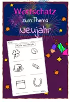 Vorschau - Arbeitsblätter - Wortschatz zum Neujahr - Deckblatt