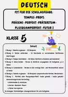 Vorschau - Arbeitsblätter - Fit für die Schulaufgabe: Tempus-Profi: Präsens–Perfekt–Präteritum–Plusquamperfekt–Futur I, Klasse 5 - Deckblatt