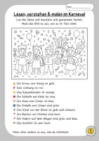 Vorschau - Arbeitsblätter - Lesen & Malen 3-fach differenziert Karneval & Fasching - Klassen 1,2,3 - Seite 1
