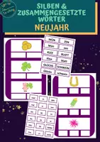 Vorschau - Fördermaterial/Inklusion - Klettaufgaben: Silben - Neujahr - Deckblatt