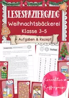 Vorschau - Arbeitsblätter - Lesespaziergang "Weihnachtsbäckerei" - Weihnachten (Klasse 3-5) - 6fach differenziert + Aufgaben & Rezept - Deckblatt