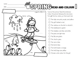 anteprima - Esercizi - Spring I Primavera | Leggi e colora | 10 Immagini da colorare - Pagina 2