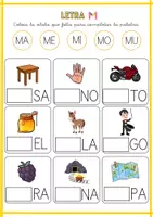 Vista previa - Tarjetas / Manipulativos - LETRA M - página 1