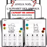Aperçu - Feuilles d'exercices - Alphabet des animaux – Écoute, écriture et coloriage - Page de couverture