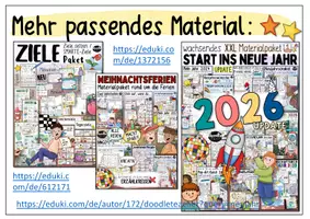 Vorschau - Mal- und Bastelvorlagen - Mein Jahr 2025 (& 2026) - Jahresabschluss und Ziele - Leporello Neujahr - Seite 1