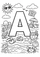 Vorschau - Arbeitsblätter - SOMMER BUCHSTABEN ALS AUSMALVORLAGE - GRUNDSCHULE - Seite 1