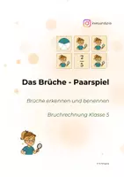 Vorschau - Stationenlernen - Paarspiel - Brüche erkennen und benennen – (Klasse 5) - Deckblatt