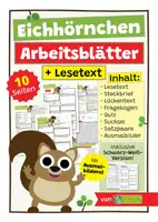 Vorschau - Arbeitsblätter - Eichhörnchen Sparpaket / Materialpaket - mit Lesetext, Steckbrief, Lückentext, Suchsel, Satzpaare, Quiz und Ausmalbildern - Deckblatt
