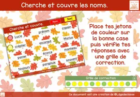 Aperçu - Apprentissages en autonomie - Cherche et couvre les noms de l'automne - Page 1