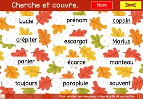 Aperçu - Apprentissages en autonomie - Cherche et couvre les noms de l'automne - Page 3