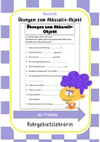 Vorschau - Arbeitsblätter - Übungen zum Akkusativ-Objekt - Satzglieder - Deckblatt