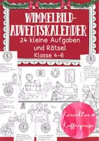Vorschau - Mal- und Bastelvorlagen - Wimmelbild Adventskalender - 24 Rätsel - Weihnachten (Klasse 4-6) - Deckblatt