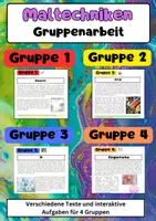Vorschau - Arbeitsblätter - Maltechniken Gruppenarbeit: Aquarell, Acryl, Öl, Fingerfarbe - Deckblatt