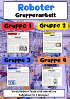 Vorschau - Arbeitsblätter - Roboter Gruppenarbeit: Industrie, Haushalt, Medizin, Spielzeug - Deckblatt