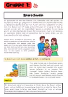 Vorschau - Arbeitsblätter - Sparformen Gruppenarbeit: Sparschwein, Sparkonto, Tagesgeld, Aktien - Seite 1