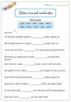 Vorschau - Arbeitsblätter - Sätze verbinden | Konjunktionen üben (und, oder, aber, weil) | Deutsch 3.-4. Klasse | DaZ - Seite 1