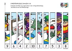 Vorschau - Arbeitsblätter - ❄️ Zahlen Puzzle Winter ZR 1-10 schneiden und kleben - Seite 2