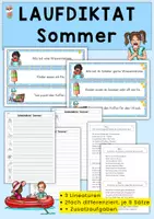 Vorschau - Arbeitsblätter - Laufdiktat, Schleichdiktat, Sommer, 9 Sätze - Deckblatt
