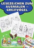 Vorschau - Mal- und Bastelvorlagen - Lesezeichen zum Ausmalen – Greifvögel - Deckblatt