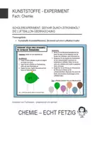 Vorschau - Arbeitsblätter - Schülerexperiment: Gefahr durch Zitronenöl? (Zitronenöl auf Luftballon) / Elastomer - Deckblatt