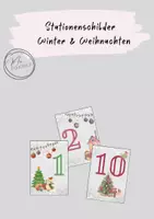 Vorschau - Stationenlernen - Stationenschilder Winter & Weihnachten - Deckblatt