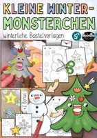 Vorschau - Mal- und Bastelvorlagen - Kleine Winter-Monsterchen - Bastelvorlagen ❄️, ☃️, ⭐️ & 🎄 Schneemann - Deckblatt