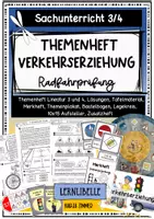 Vorschau - Unterrichtsreihen - Themenheft Verkehrserziehung / Radfahrprüfung mit vielen Zusatzmaterialien Klasse 3 / 4 - Deckblatt
