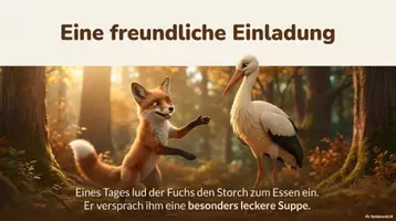 Vorschau - Unterrichtsreihen - Der Fuchs und der Storch - Fabel | 3D-Bilderpräsentation, Lesetext, Leseverständnis und Sozialkompetenz (mit Lösungen) - Seite 3
