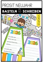 Vorschau - Mal- und Bastelvorlagen - Prosit Neujahr - Bastel- und Schreibauftrag - Neujahrswünsche (2026/2027) - Silvester - Deckblatt