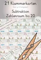 Vorschau - Stationenlernen - Klammerkarten-Paket: Addition+Subtraktion im ZR bis 20, mehrfach differenziert! - Seite 1
