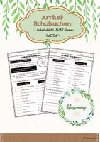 Vorschau - Arbeitsblätter - Artikeln im Nominative: Schulsachen/DaZ und DaF/A1-A2 - Deckblatt