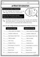 Vorschau - Arbeitsblätter - Artikeln im Nominative: Schulsachen/DaZ und DaF/A1-A2 - Seite 1