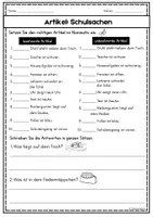 Vorschau - Arbeitsblätter - Artikeln im Nominative: Schulsachen/DaZ und DaF/A1-A2 - Seite 2