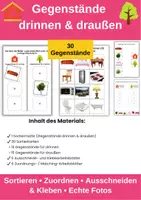 Vorschau - Arbeitsblätter - Drinnen oder draußen? – Sortiermatten mit Fotos - Deckblatt