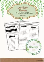Vorschau - Arbeitsblätter - Artikel im Nominativ: Essen /DaZ&DaF/A1-A2 - Deckblatt